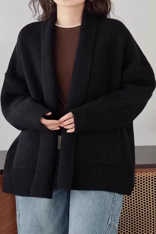 Casual Versatile Loose Slouchy Knit Coat - liwisi
