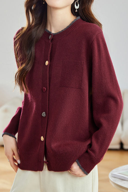 Minimalist Stylish Color-Block Knit Cardigan - liwisi
