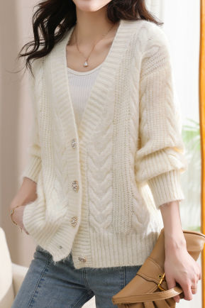 Exquisite Loose Knit Cardigan for Dates - liwisi