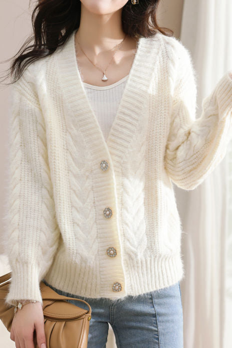 Exquisite Loose Knit Cardigan for Dates - liwisi