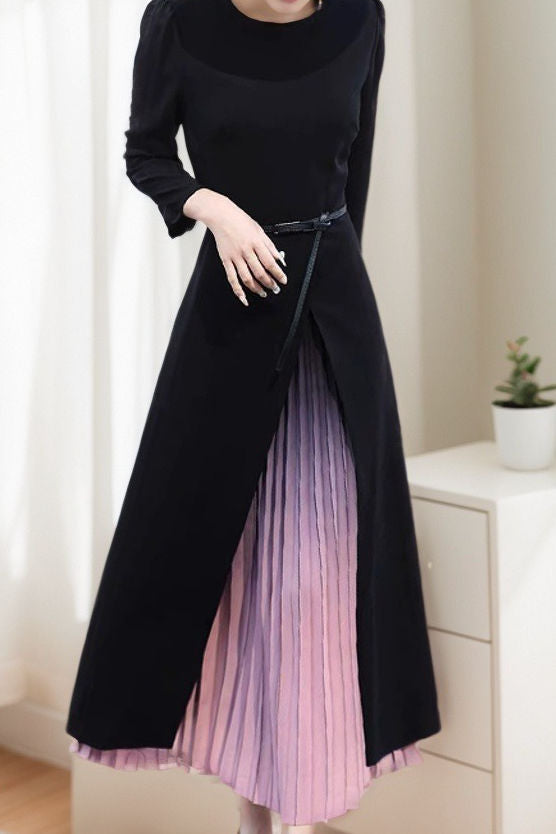 Exquisite Elegant Faux Two-Piece Dress - liwisi