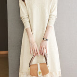 Pearl-Embellished Knit Dress for Autumn & Winter - liwisi