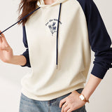 Casual Loose Printed Color-Block Pullover Hoodie - liwisi