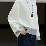 Simple Stripe Patchwork Hoodie - liwisi