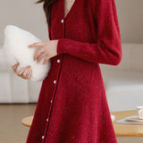 Elegant V-Neck Fitted-Waist A-Line Dress - liwisi