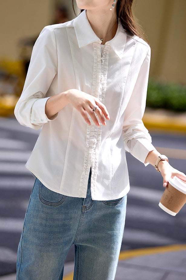 Exquisite Elegant Versatile Lace Pearl Button Shirt - liwisi