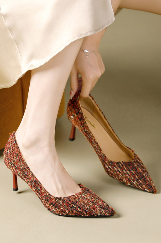 Exquisite and Elegant Houndstooth High-Heeled Shoes - liwisi