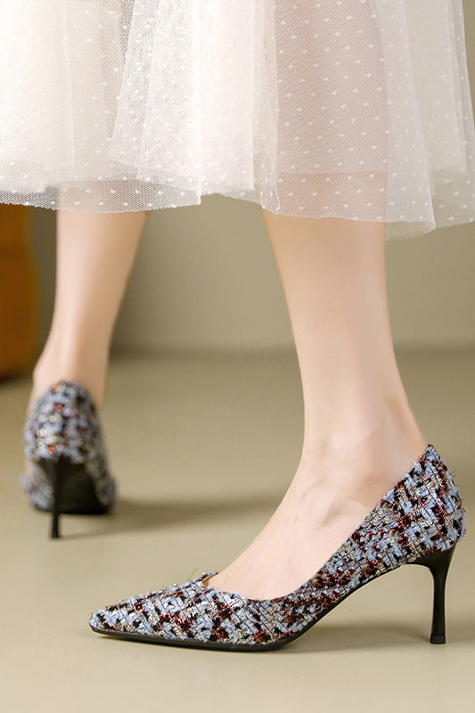 Exquisite and Elegant Houndstooth High-Heeled Shoes - liwisi