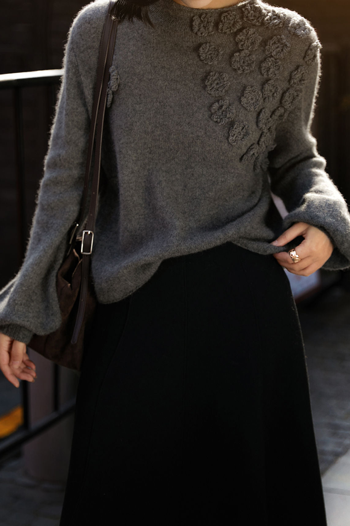 Exquisite Three-Dimensional Flower Turtleneck Knitted Sweater - liwisi