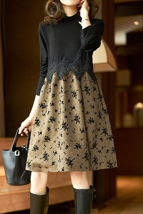 Exquisite and Elegant Lace Paneled Dress - liwisi
