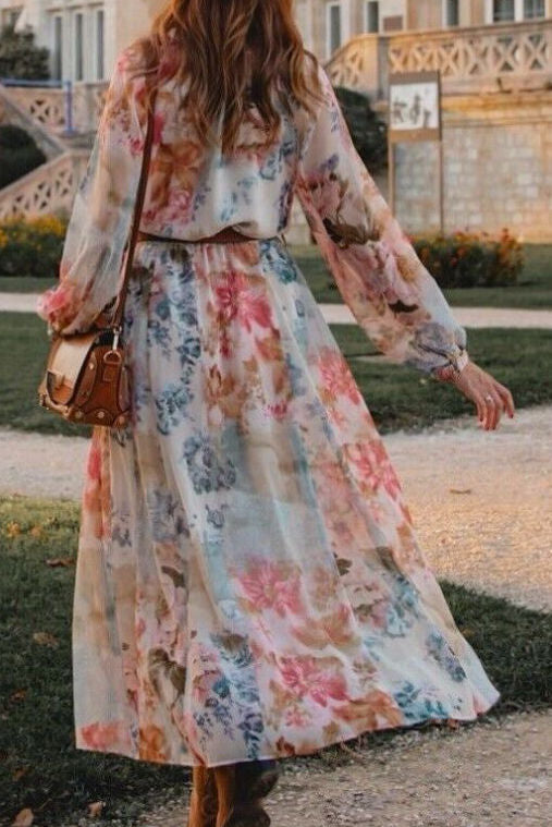 Exquisite Floral Slim-Fit Long Dress - liwisi