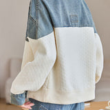 Denim and Knit Spliced Color-Block Jacket - liwisi