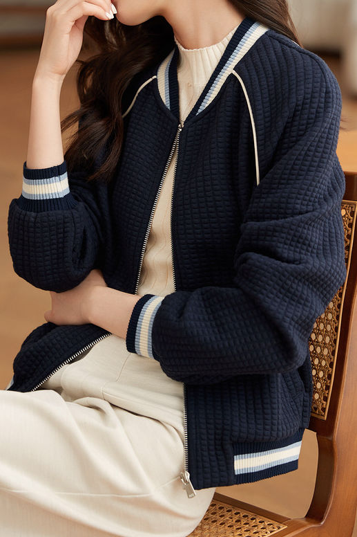 Casual Versatile Bubble Check Baseball Jacket - liwisi