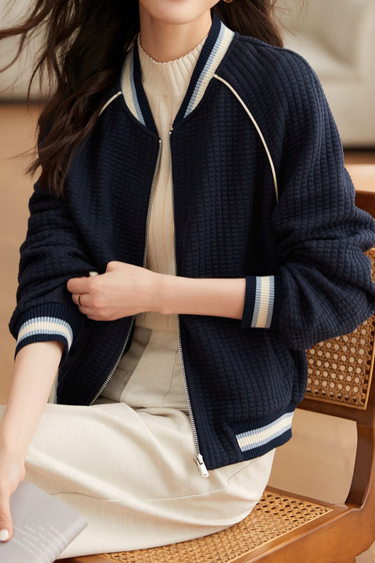 Casual Versatile Bubble Check Baseball Jacket - liwisi