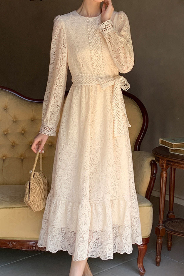 Exquisite and Elegant Date Hollow Embroidered Dress - liwisi
