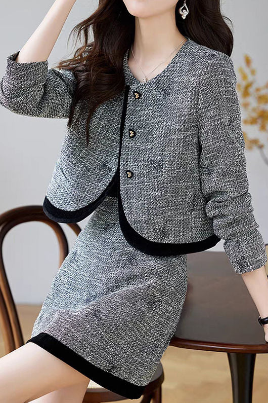 Exquisite and Elegant Coat and Skirt Two-Piece Set - liwisi