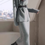 Elegant Mock Neck Pullover Sweater & Skirt Two-Piece Set - liwisi