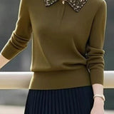 Casual Commuting Long-Sleeve Knitted Sweater and Pleated Midi Skirt Set - liwisi