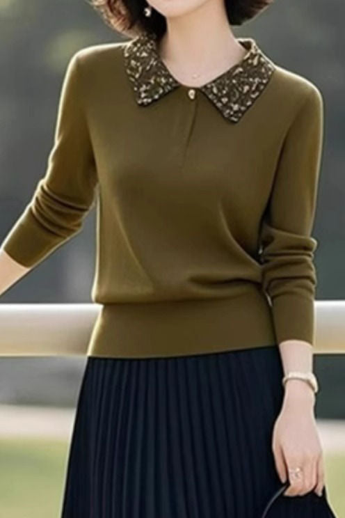 Casual Commuting Long-Sleeve Knitted Sweater and Pleated Midi Skirt Set - liwisi