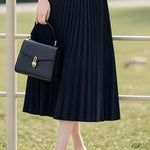Casual Commuting Long-Sleeve Knitted Sweater and Pleated Midi Skirt Set - liwisi