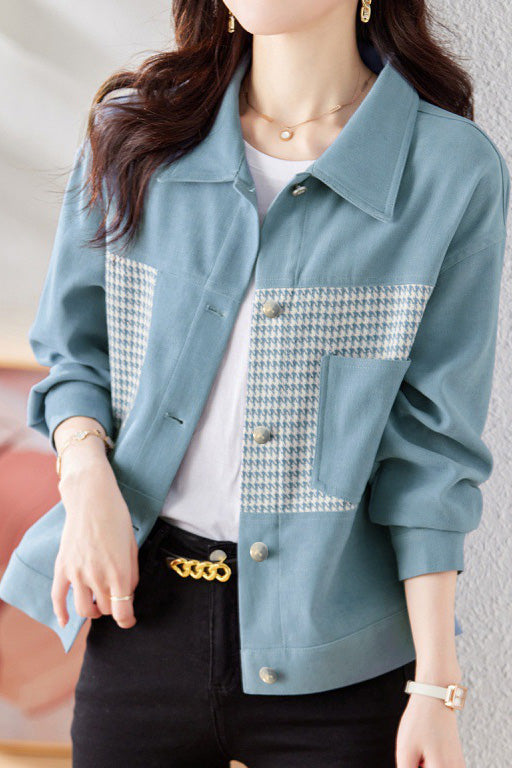 Elegant Plaid Color-Block Coat - liwisi
