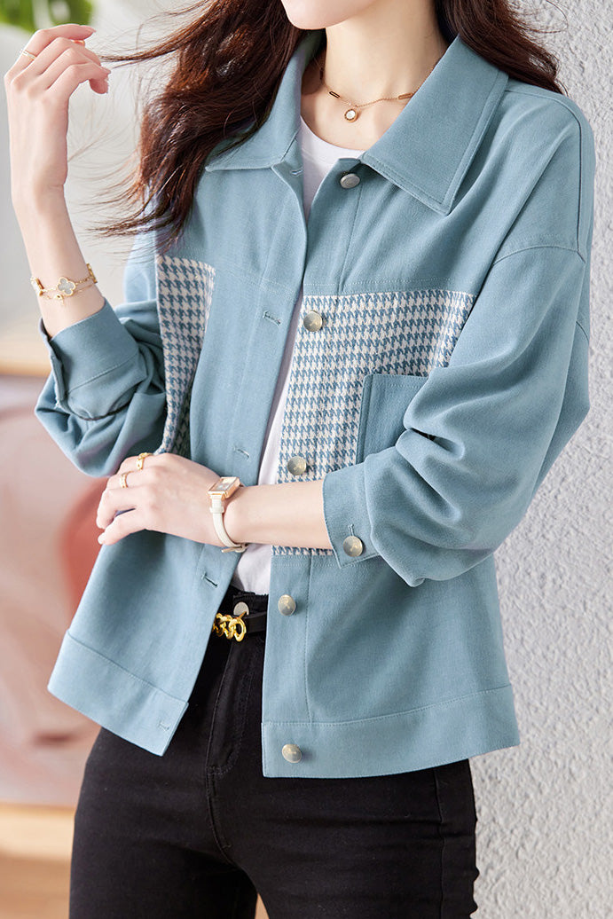 Elegant Plaid Color-Block Coat - liwisi