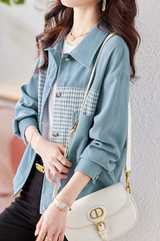 Elegant Plaid Color-Block Coat - liwisi