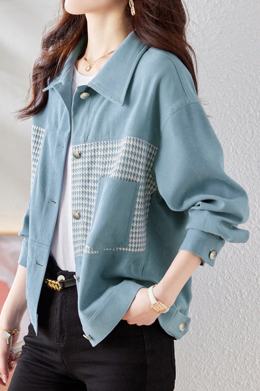 Elegant Plaid Color-Block Coat - liwisi