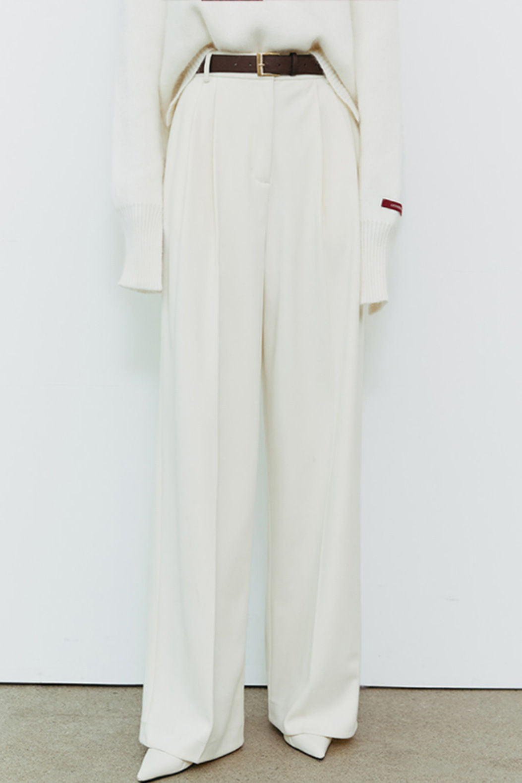 Simple High-Waisted Wide-Leg Tailored Trousers - liwisi