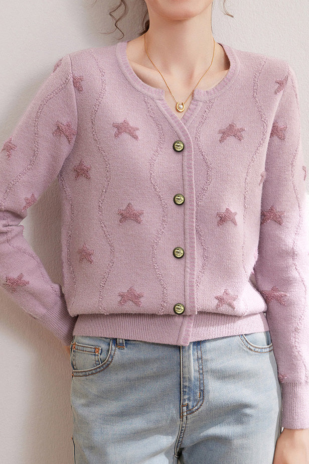 Casual Versatile Star Jacquard Cardigan - liwisi