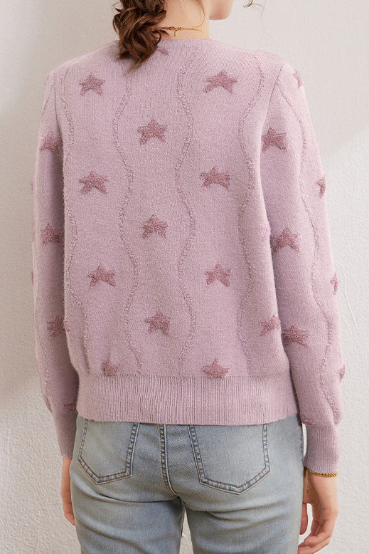 Casual Versatile Star Jacquard Cardigan - liwisi