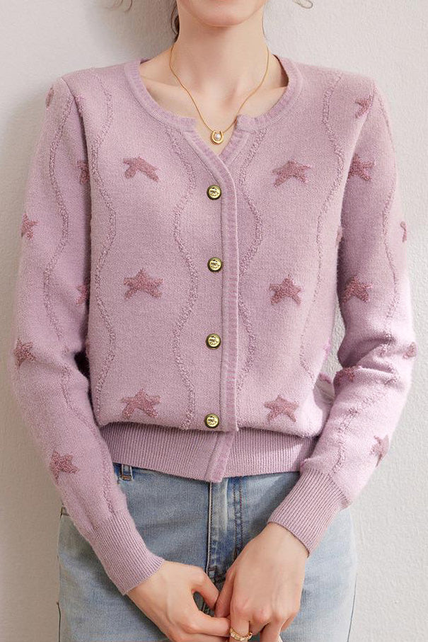 Casual Versatile Star Jacquard Cardigan - liwisi