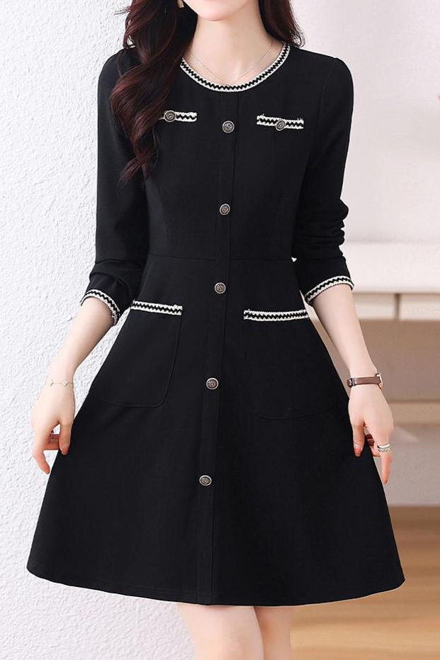 Casual Waist-Defined Long Sleeve Dress - liwisi