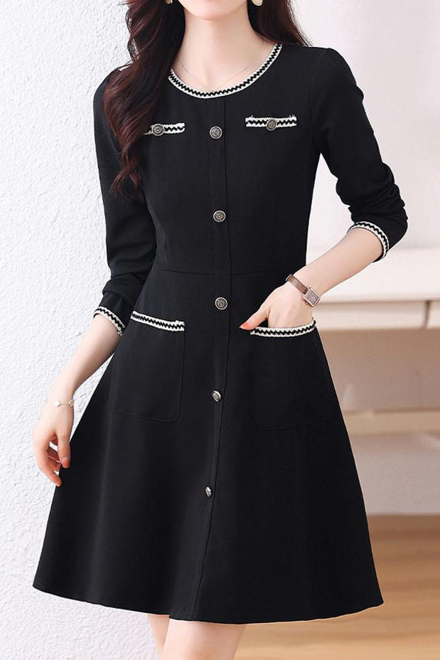 Casual Waist-Defined Long Sleeve Dress - liwisi