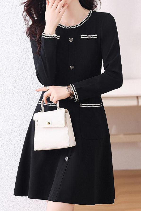 Casual Waist-Defined Long Sleeve Dress - liwisi