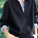 Casual Faux Two-Piece Striped Sweatshirt - liwisi