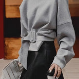 Casual Commuter Belted Short Sweatshirt - liwisi