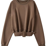Casual Commuter Belted Short Sweatshirt - liwisi