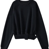 Casual Commuter Belted Short Sweatshirt - liwisi