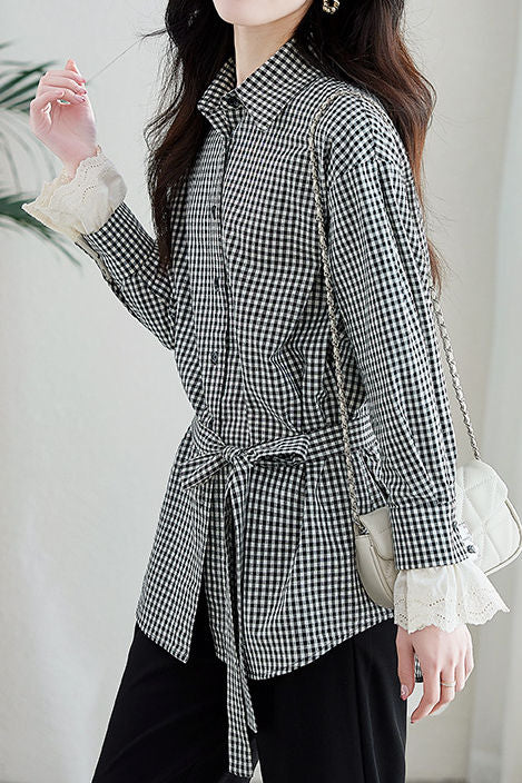 Casual Loose Fit Checkered Long Sleeve Shirt - liwisi