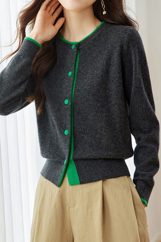Casual Commuter Color Block Knit Cardigan - liwisi