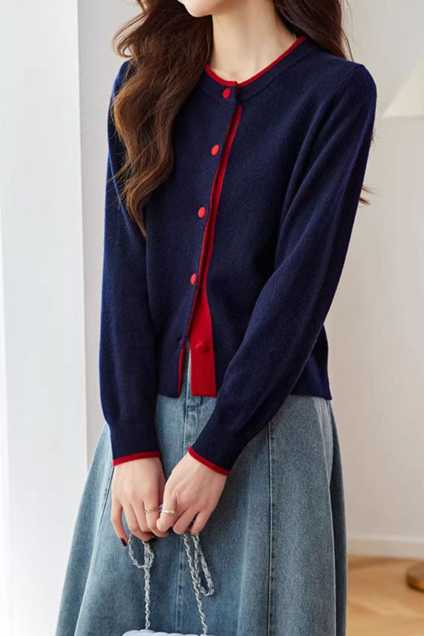 Casual Commuter Color Block Knit Cardigan - liwisi