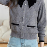 Exquisite Office Color-Blocked Knit Cardigan