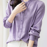 Exquisite Commuter Stand-Collar Textured Shirt