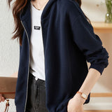 Versatile Casual Waffle Knit Hooded Zip-Up Jacket