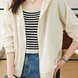 Versatile Casual Waffle Knit Hooded Zip-Up Jacket