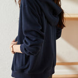 Versatile Casual Waffle Knit Hooded Zip-Up Jacket