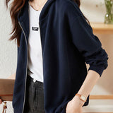 Versatile Casual Waffle Knit Hooded Zip-Up Jacket