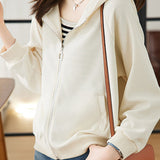 Versatile Casual Waffle Knit Hooded Zip-Up Jacket