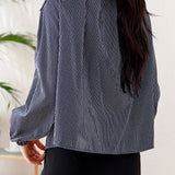 Casual Commuter Striped Drawstring Ruched Shirt